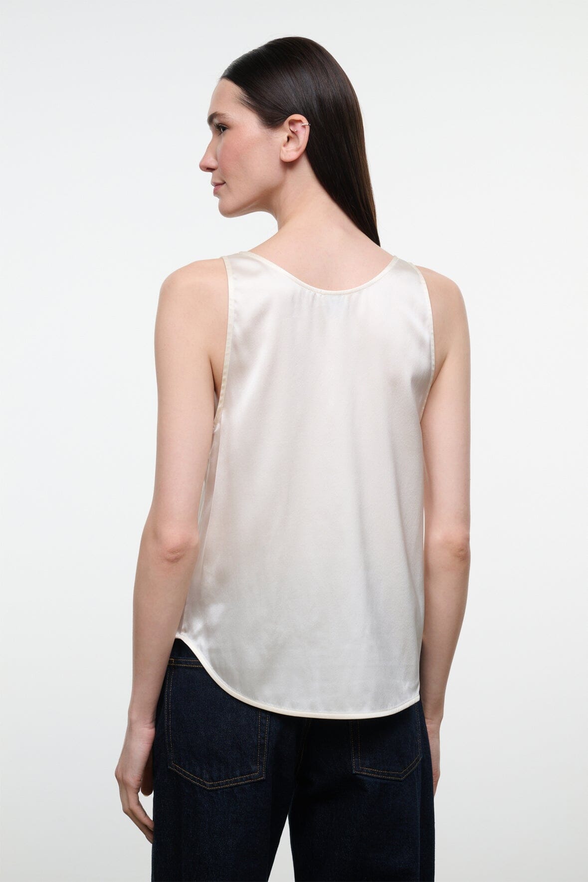 Yves Silk Tank Ivory | STAUD New