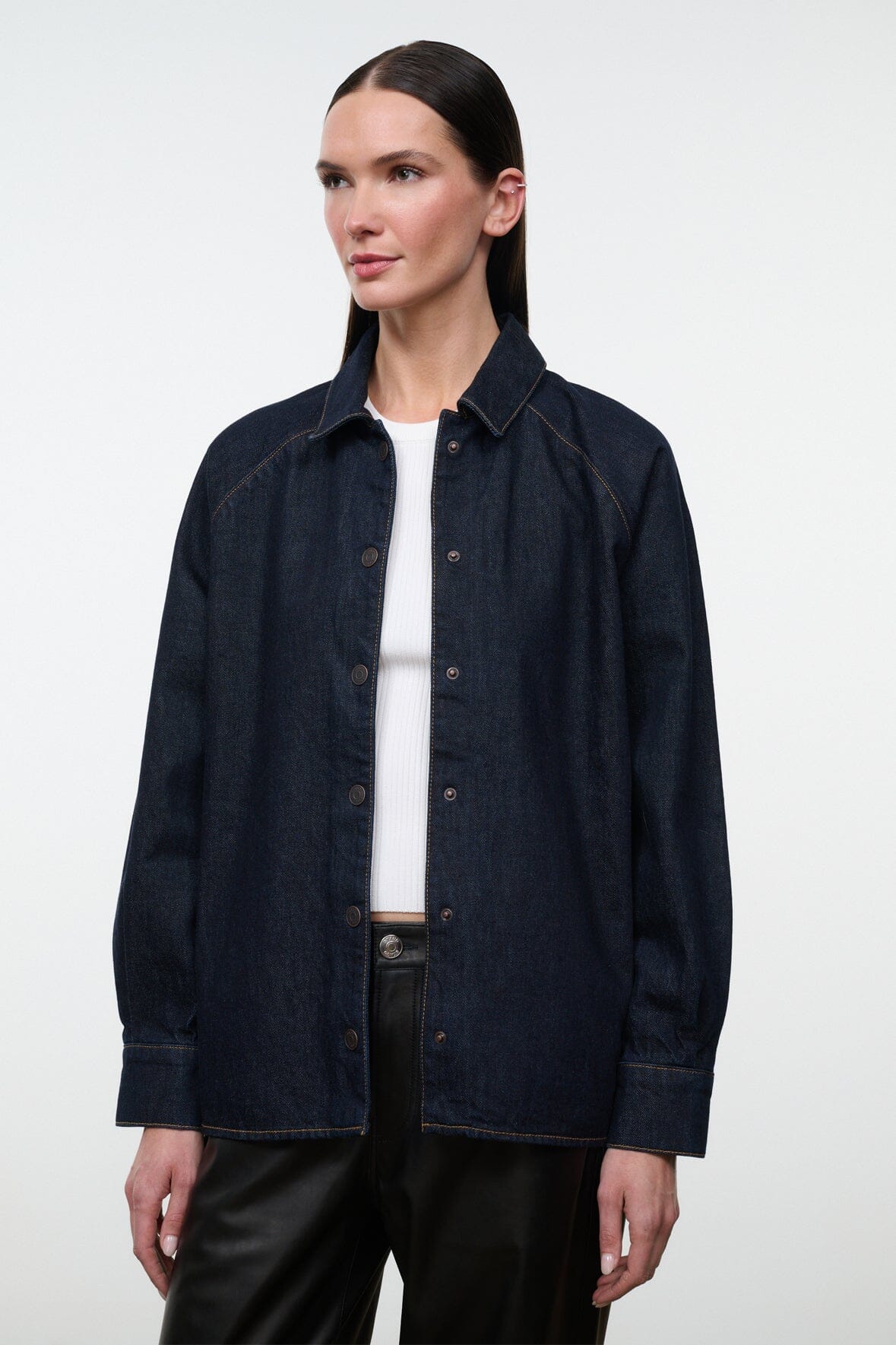 Myles Shirt Jacket Indigo | STAUD Essential