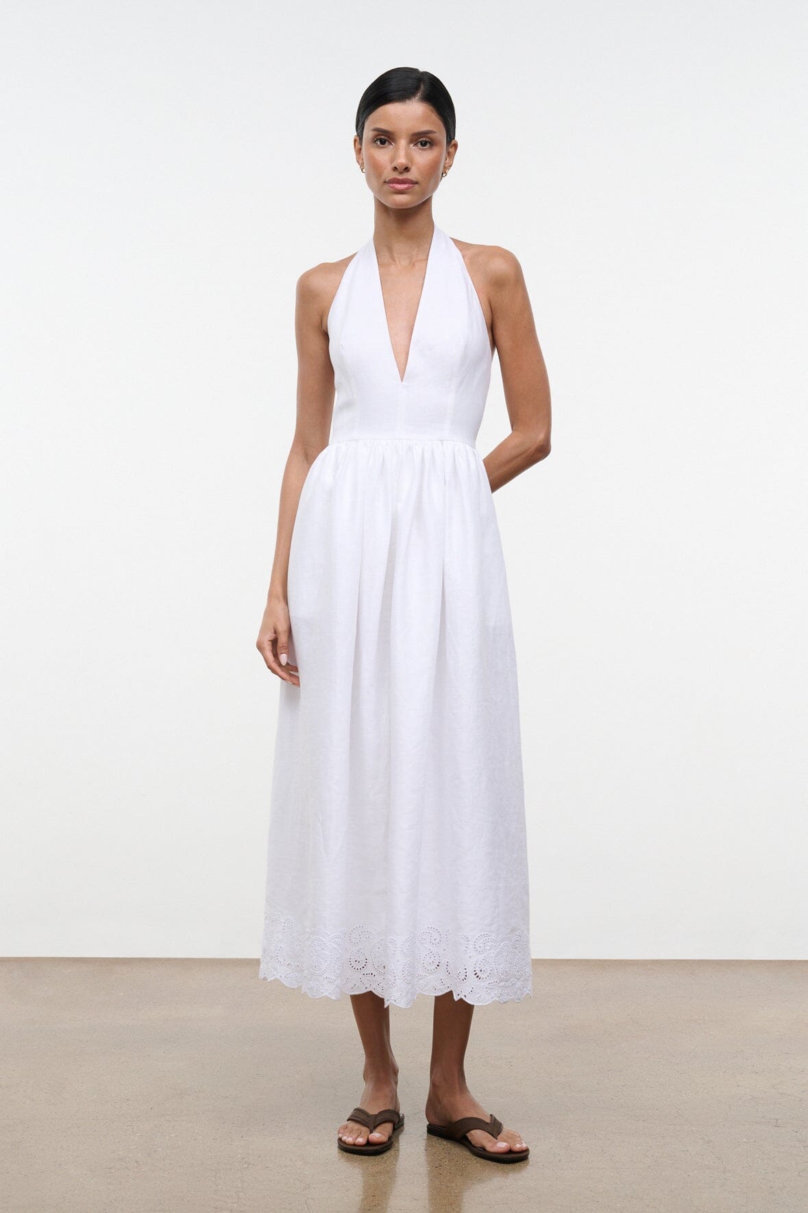 Grazia Linen Dress White | STAUD Discount
