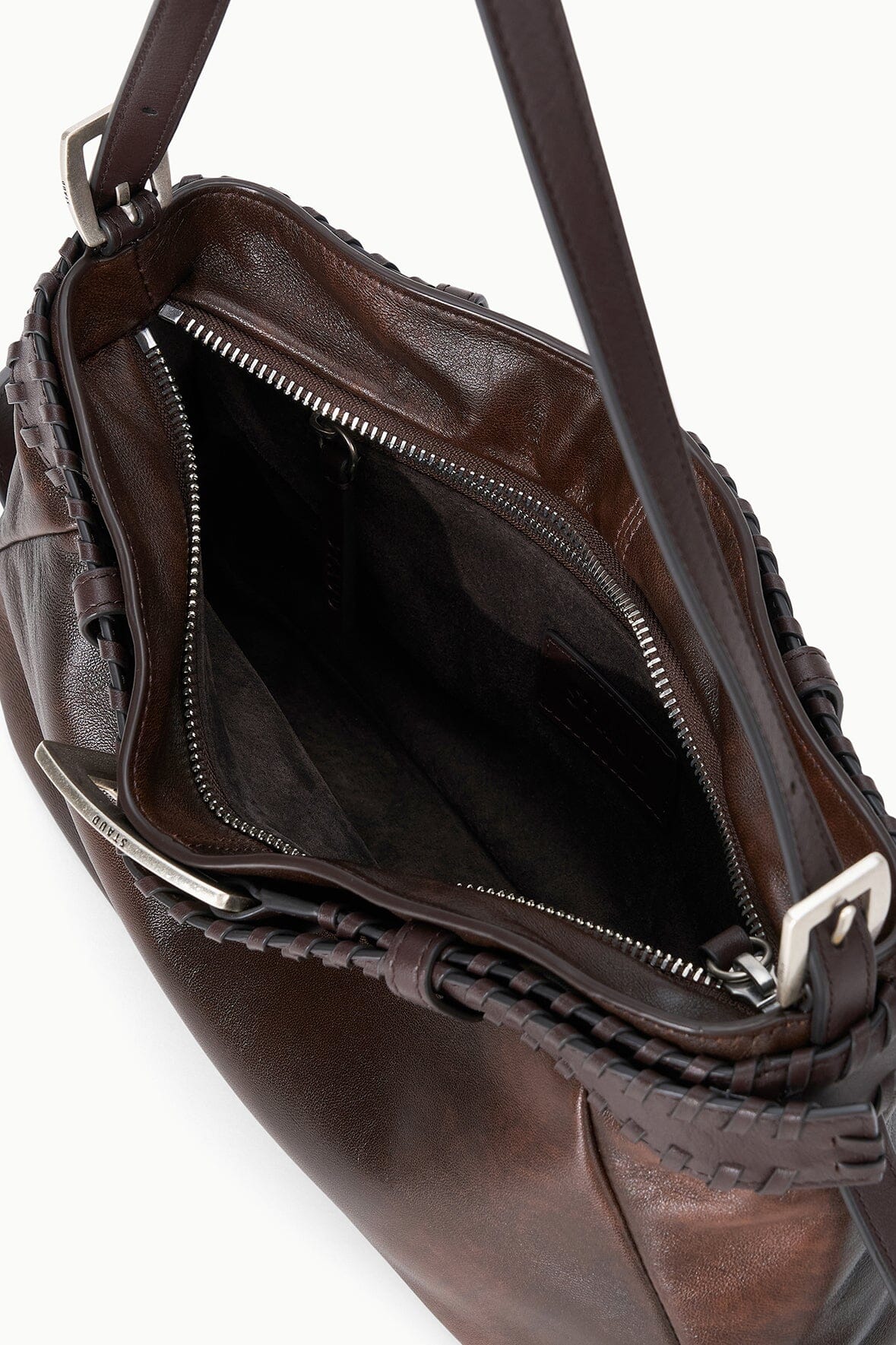 Brooklyn Shoulder Bag Espresso Distressed | STAUD Best Seller