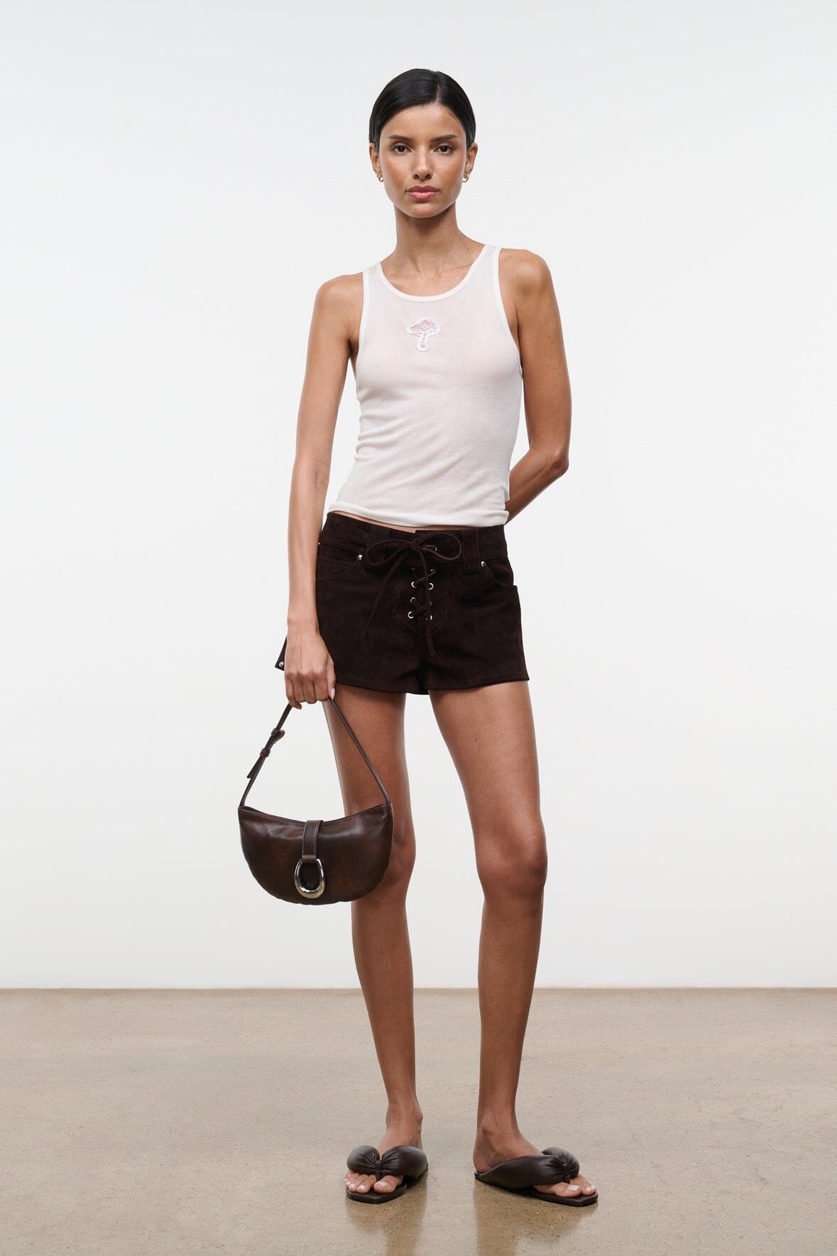 Harlow Crescent Shoulder Bag Espresso Distressed | STAUD Top Pick