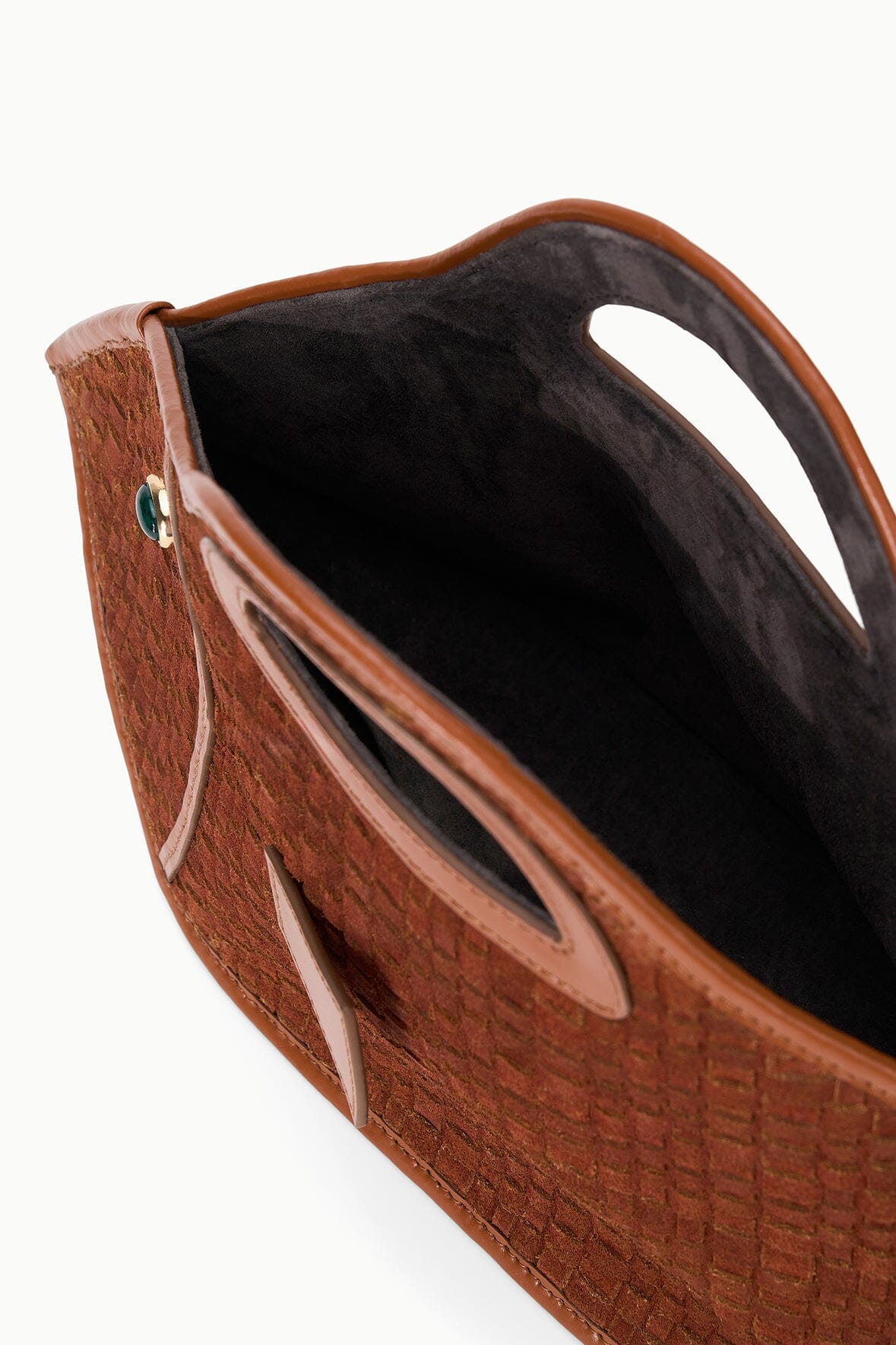Cleo Fish Bag In Tabac - Unique Woven Suede Design | STAUD Great Value