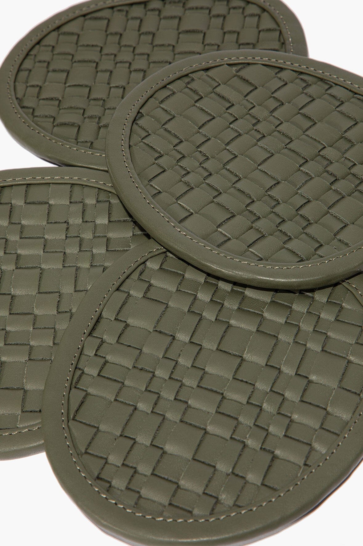 Grove Woven Leather Coasters Set Of 4 Moss | STAUD Hot Sale