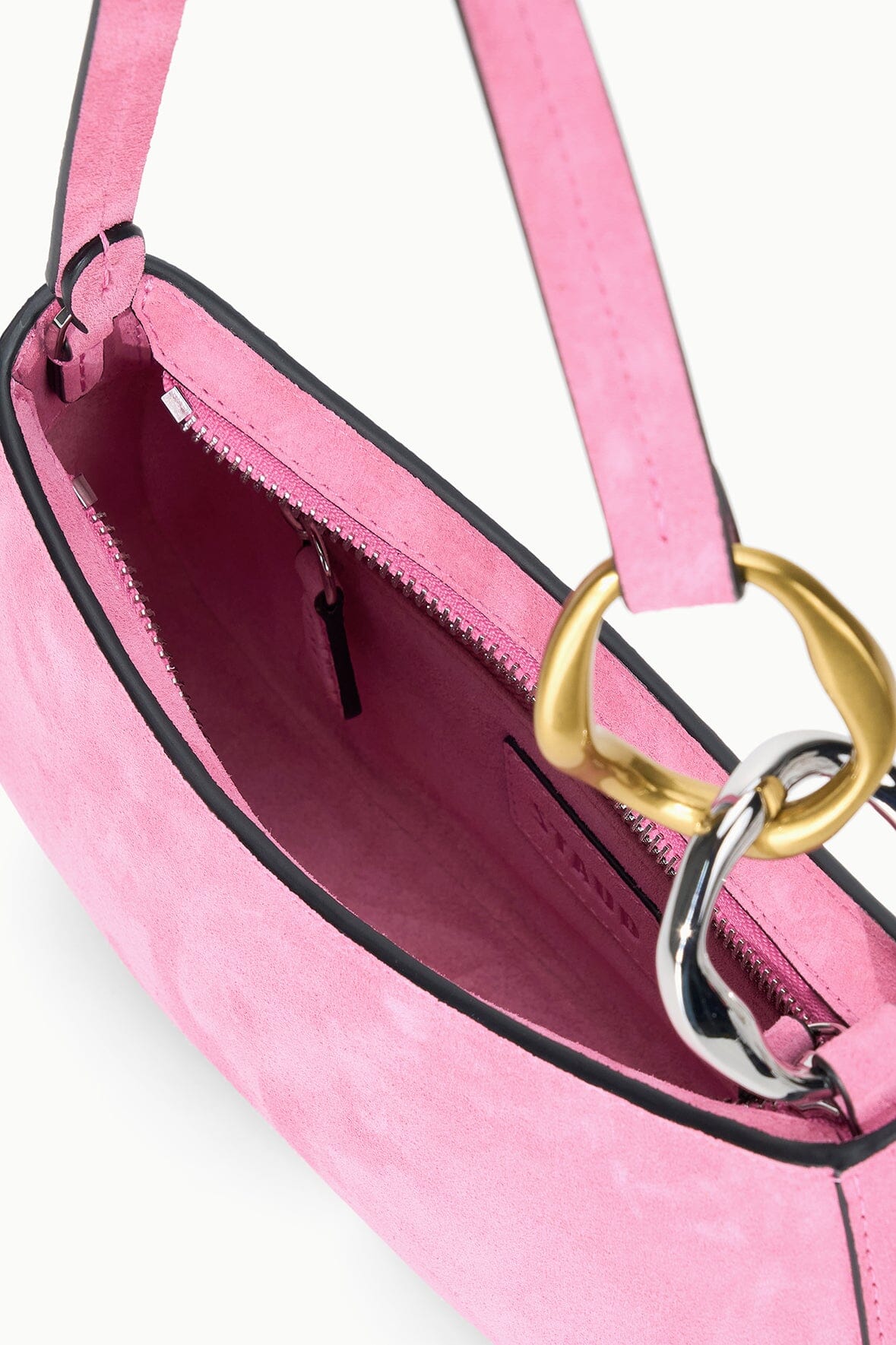 Ollie Bag Orchid Pink Suede Mini Shoulder Bag - Staud | STAUD Signature