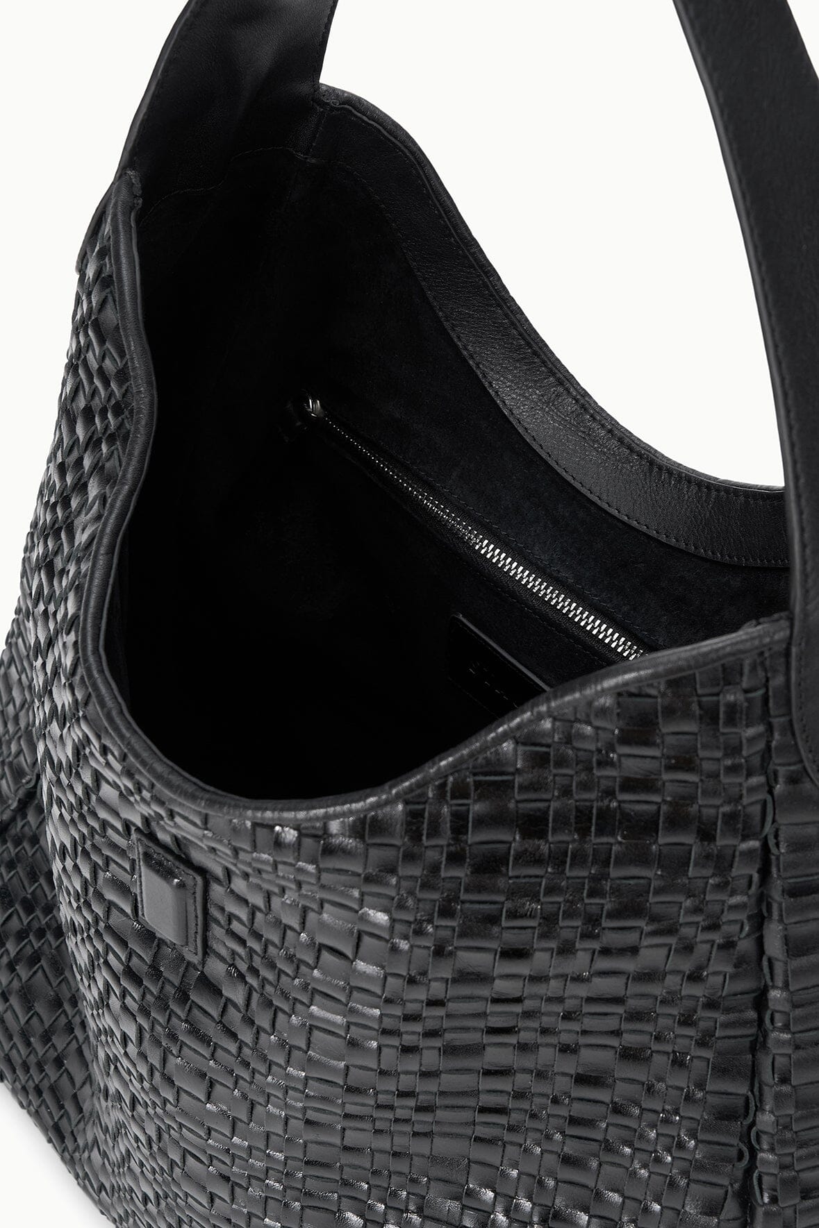 Maya Hobo Bag Black Woven | STAUD Classic
