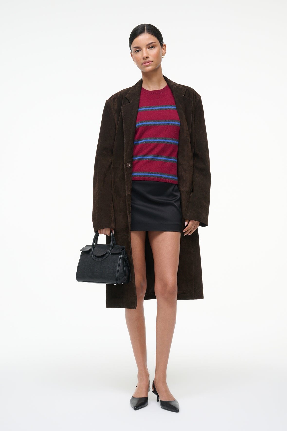 Easy Cashmere Tee Crimson Stripe | STAUD Value