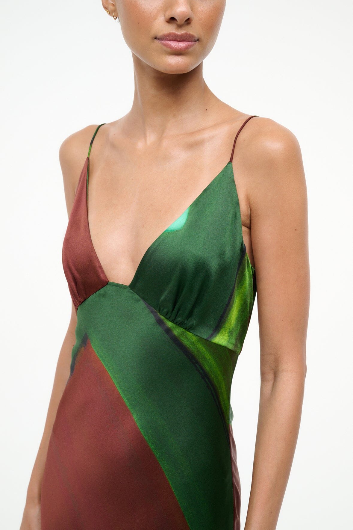 Hank Silk Dress Emerald Prism | STAUD Value