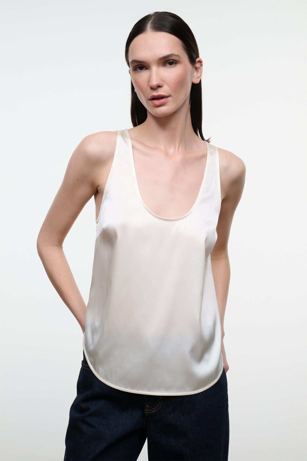 Yves Silk Tank Ivory | STAUD New