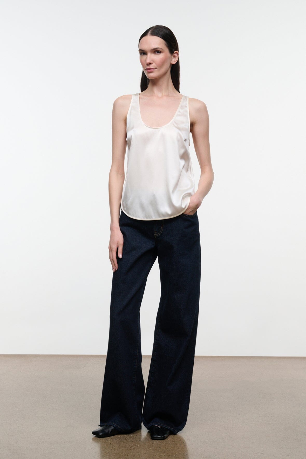 Yves Silk Tank Ivory | STAUD New