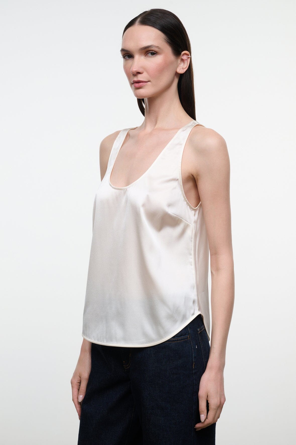 Yves Silk Tank Ivory | STAUD New