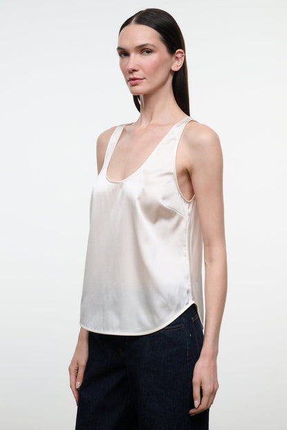 Yves Silk Tank Ivory | STAUD New