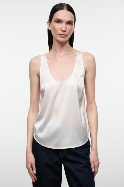 Yves Silk Tank Ivory | STAUD New