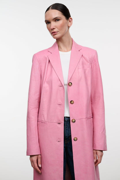 Wyatt Leather Coat Wild Rose | STAUD Discount
