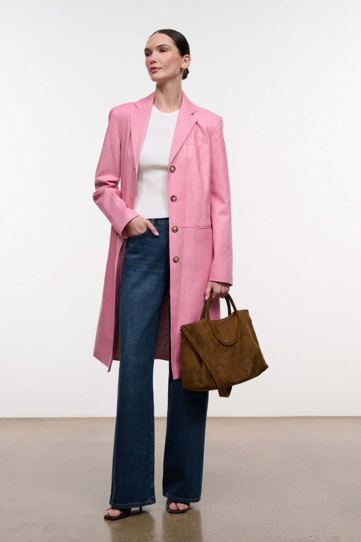 Wyatt Leather Coat Wild Rose | STAUD Discount