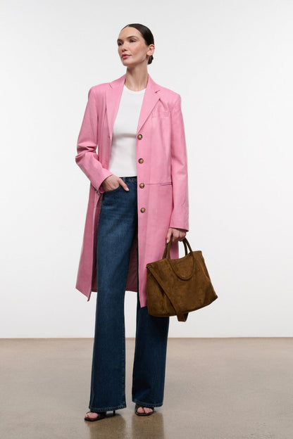 Wyatt Leather Coat Wild Rose | STAUD Discount
