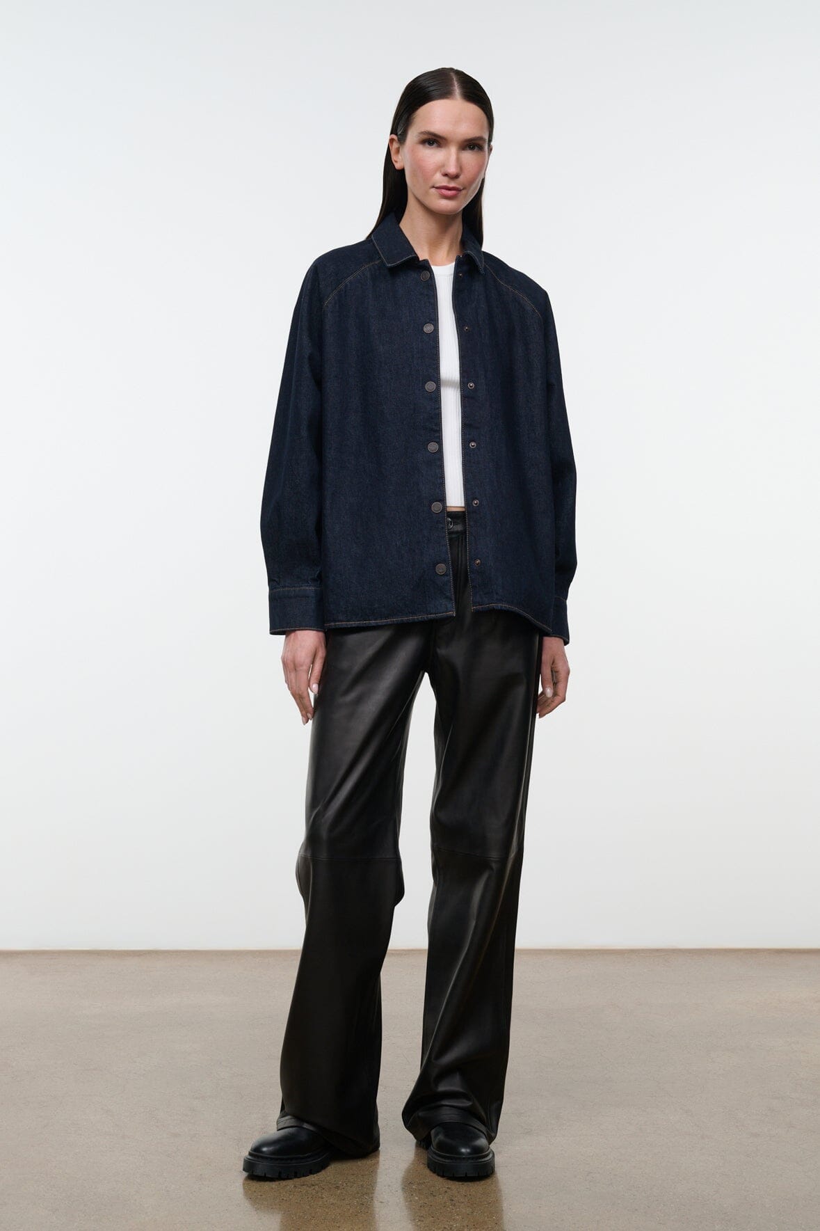 Myles Shirt Jacket Indigo | STAUD Essential