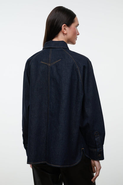 Myles Shirt Jacket Indigo | STAUD Essential