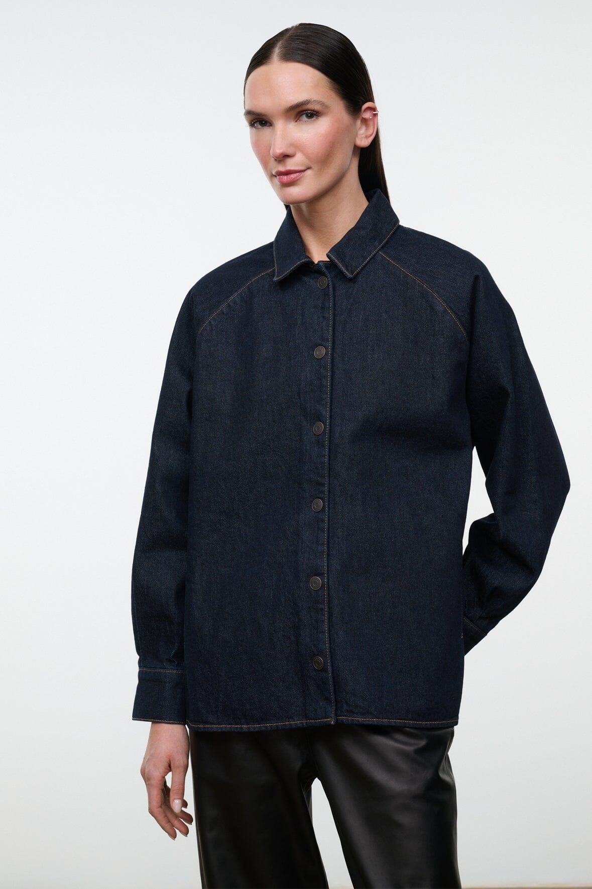 Myles Shirt Jacket Indigo | STAUD Essential
