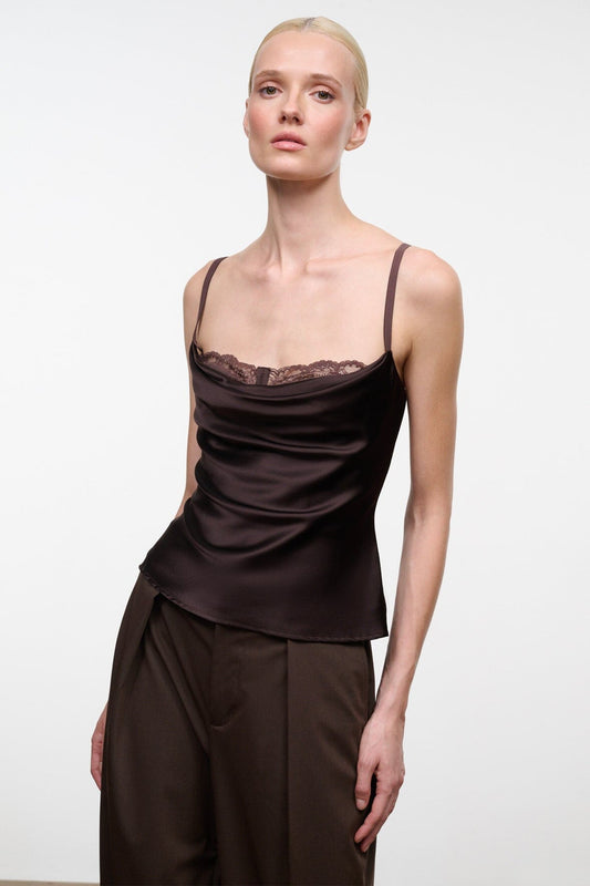Evangeline Silk Top Earth | STAUD Discount