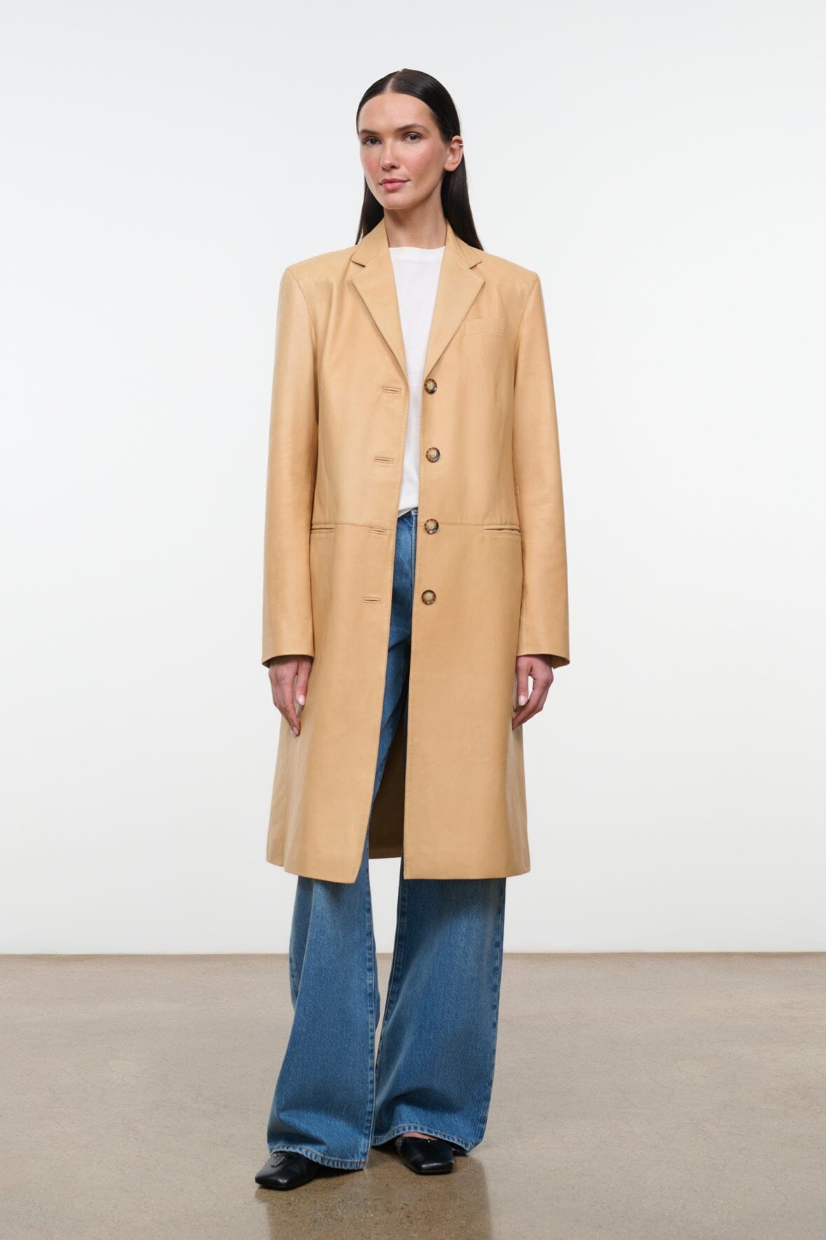 Wyatt Leather Coat Cashew | STAUD Deals