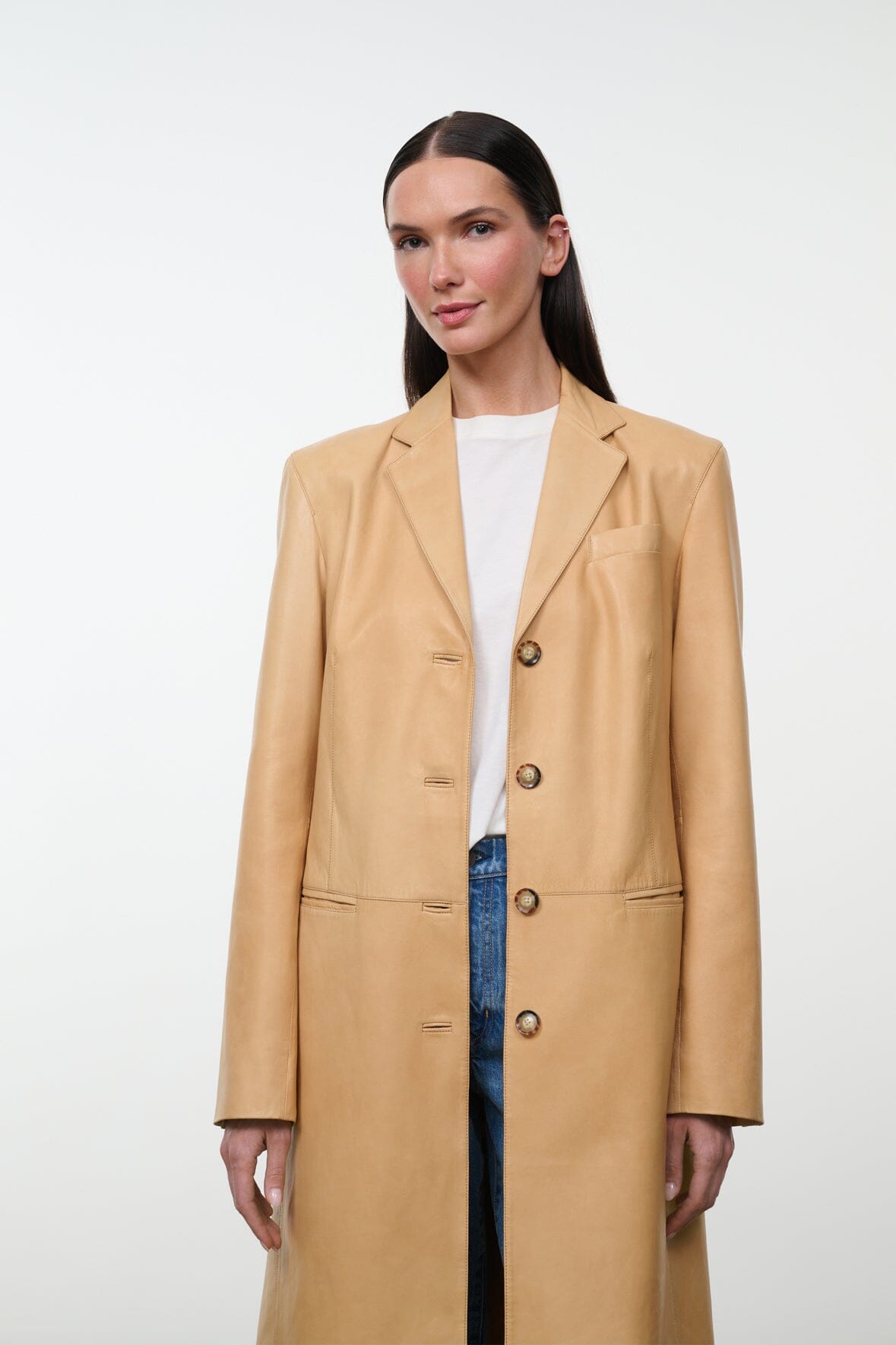 Wyatt Leather Coat Cashew | STAUD Deals
