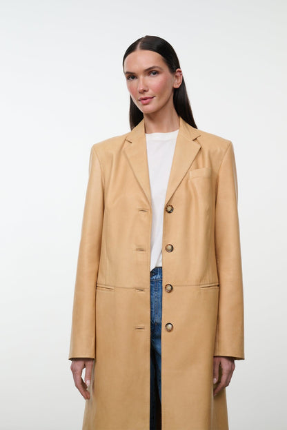Wyatt Leather Coat Cashew | STAUD Deals