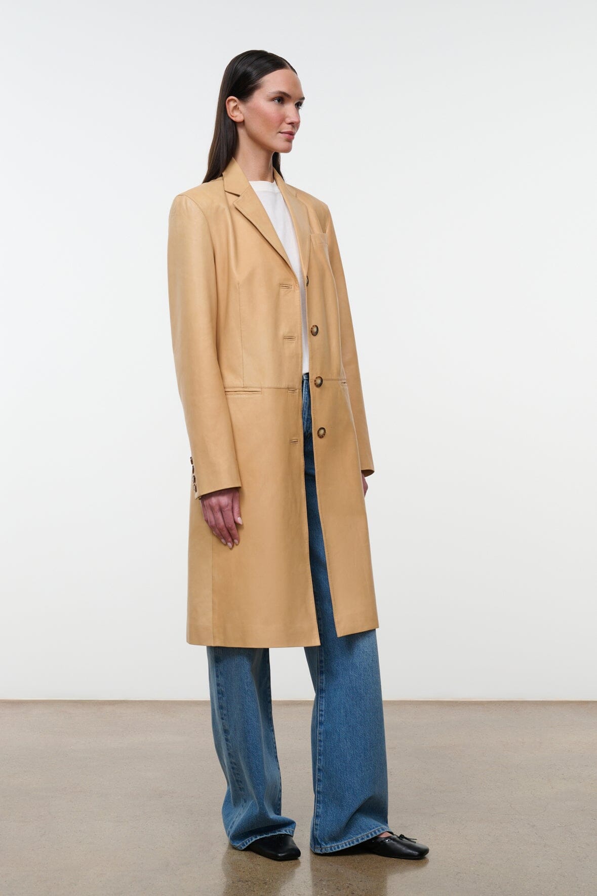Wyatt Leather Coat Cashew | STAUD Deals