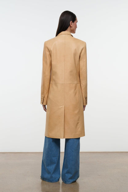 Wyatt Leather Coat Cashew | STAUD Deals