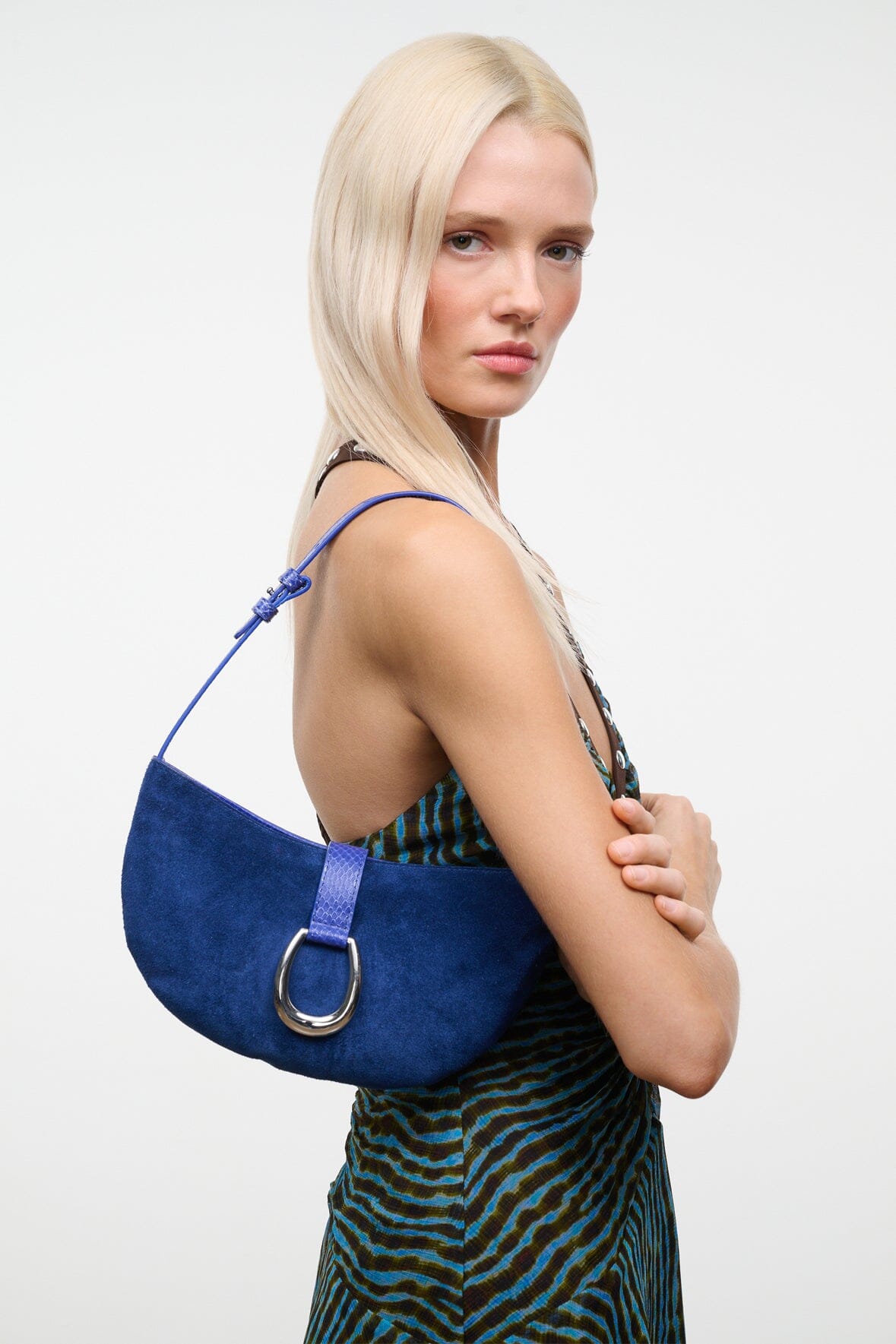 Harlow Crescent Shoulder Bag Cobalt | STAUD Value