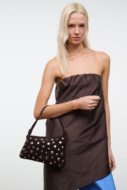 Dani Mini Shoulder Bag Espresso Studs | STAUD Premium