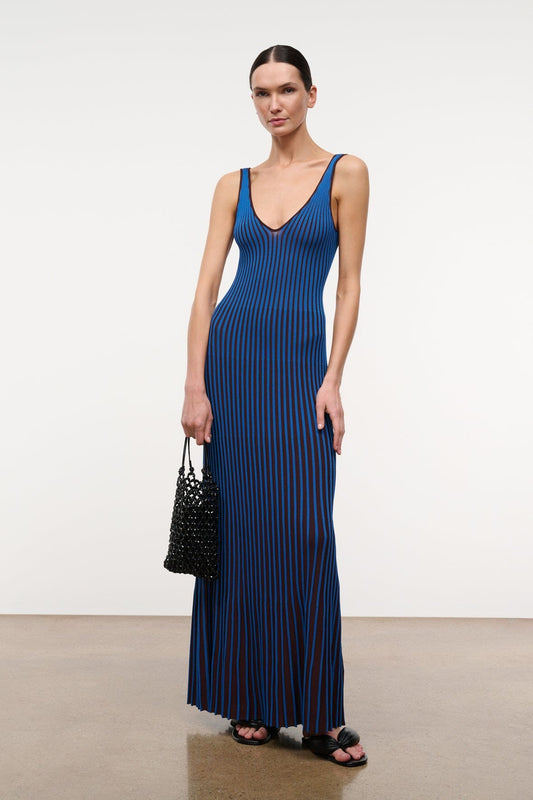 Claretta Dress Espresso Cobalt | STAUD Sale