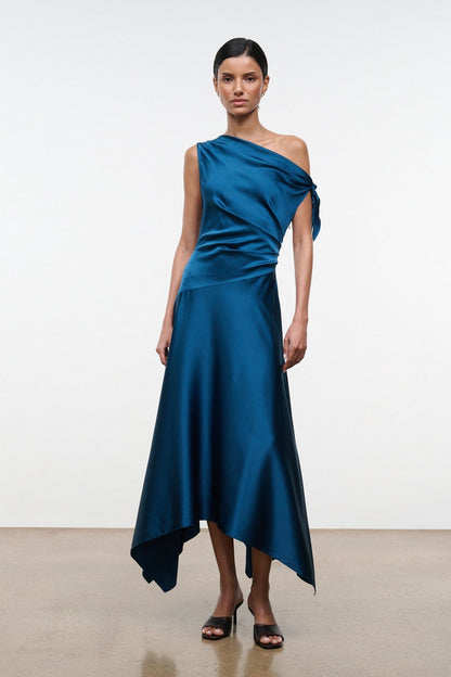 Portia Silk Dress Harbor | STAUD Recommended