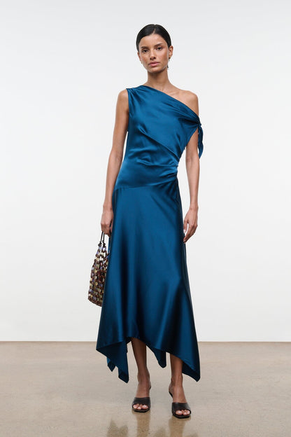 Portia Silk Dress Harbor | STAUD Recommended