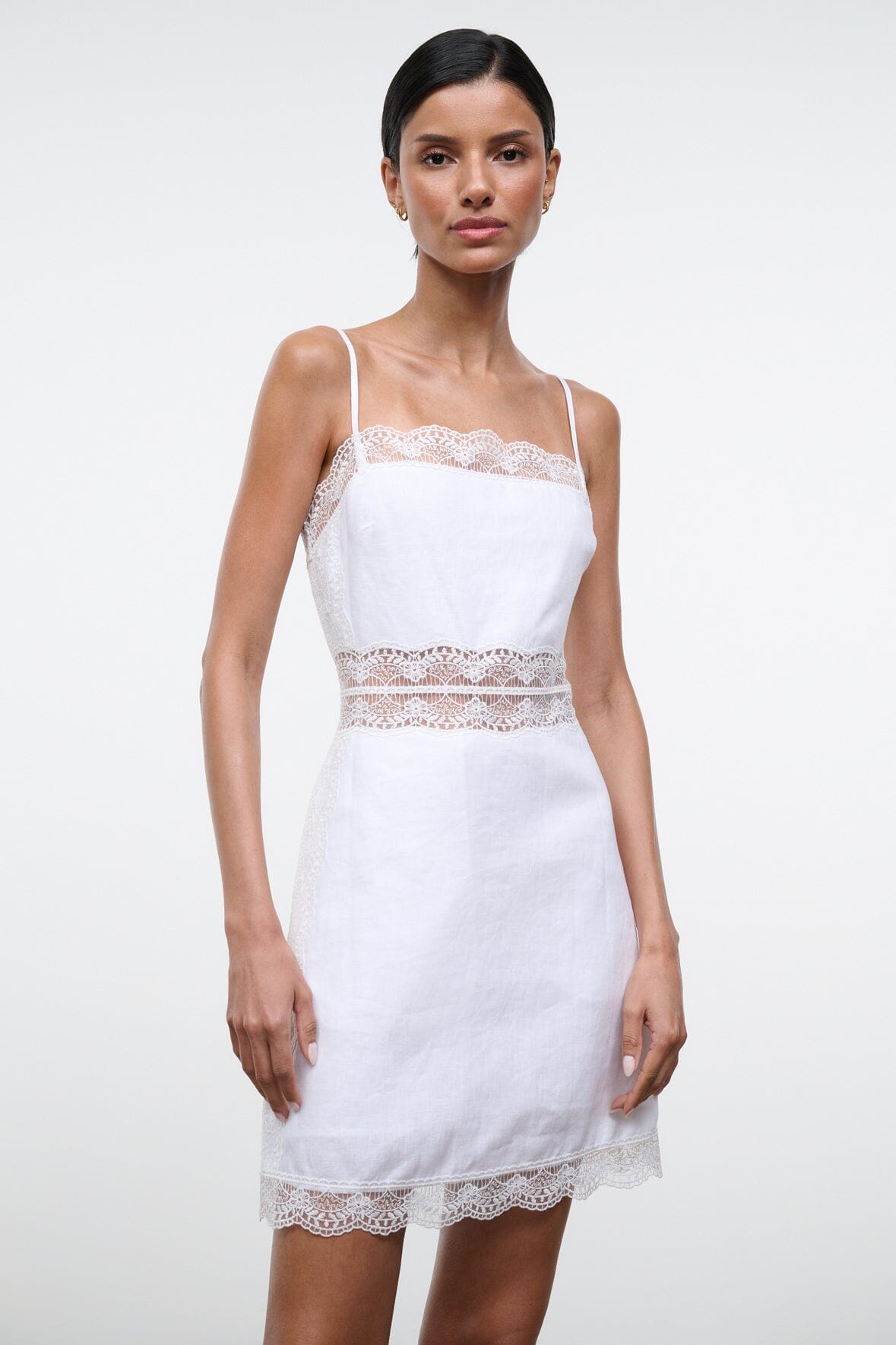 Amalina Linen Mini Dress White | STAUD Classic