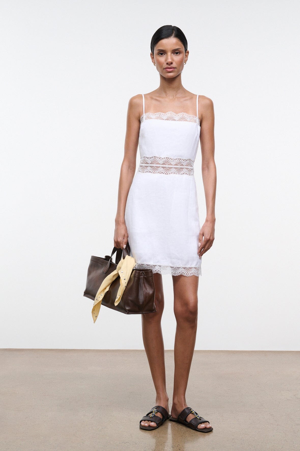 Amalina Linen Mini Dress White | STAUD Classic