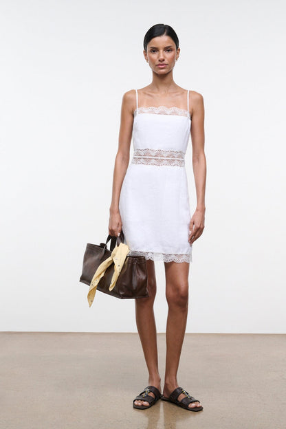 Amalina Linen Mini Dress White | STAUD Classic