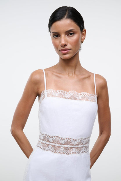 Amalina Linen Mini Dress White | STAUD Classic