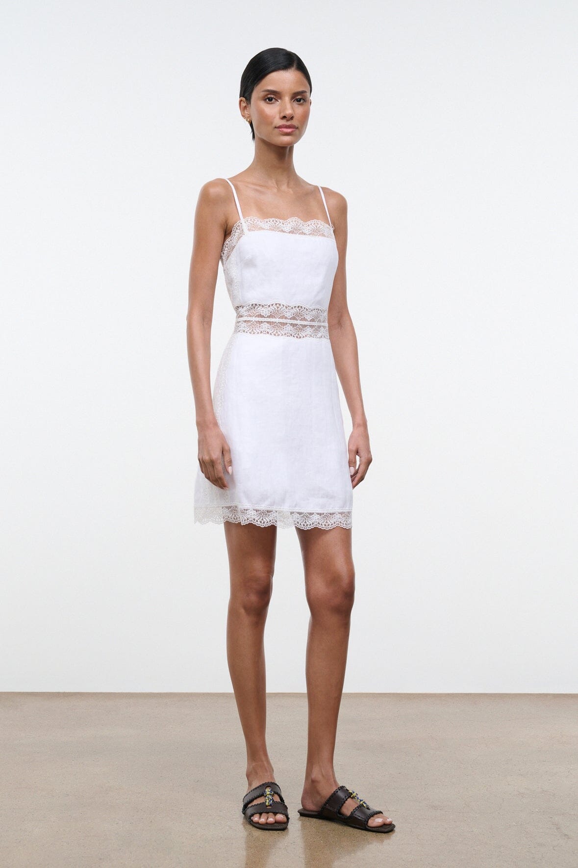 Amalina Linen Mini Dress White | STAUD Classic