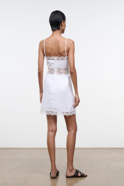 Amalina Linen Mini Dress White | STAUD Classic