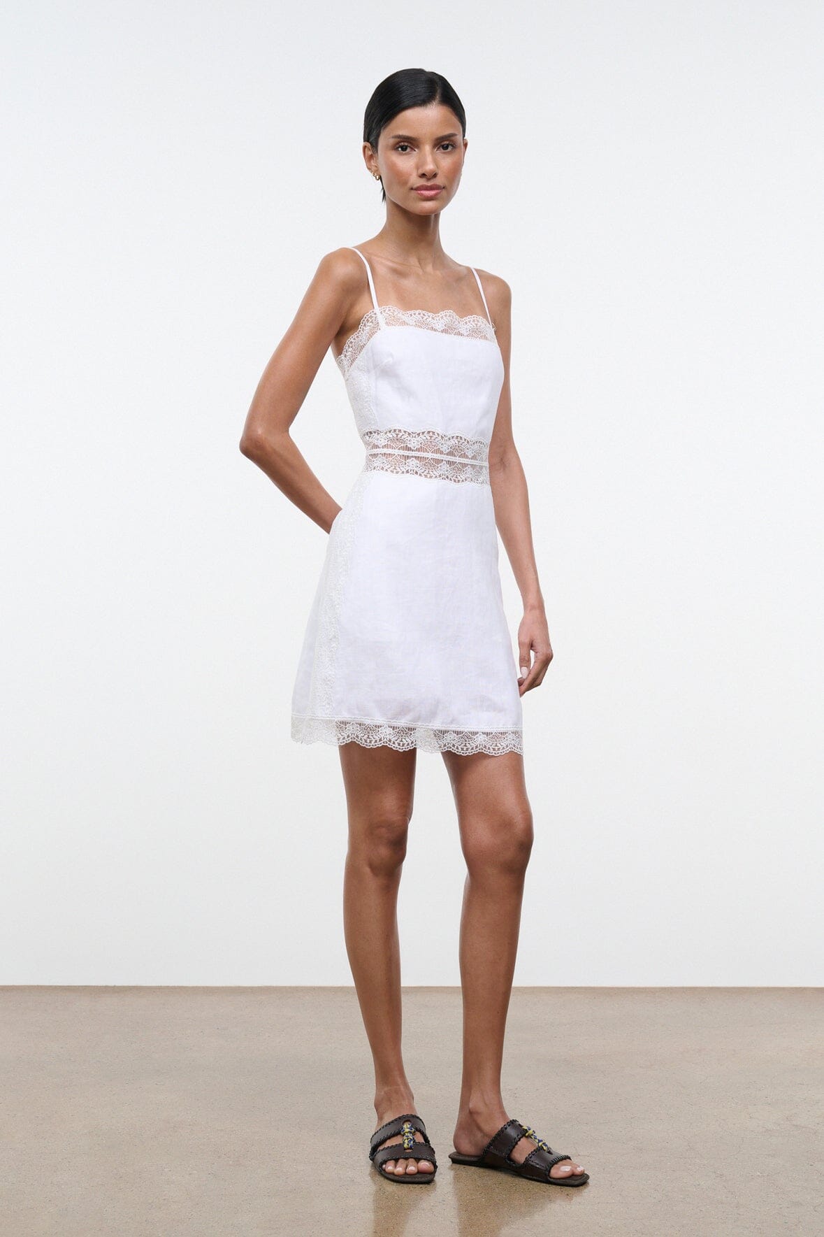 Amalina Linen Mini Dress White | STAUD Classic