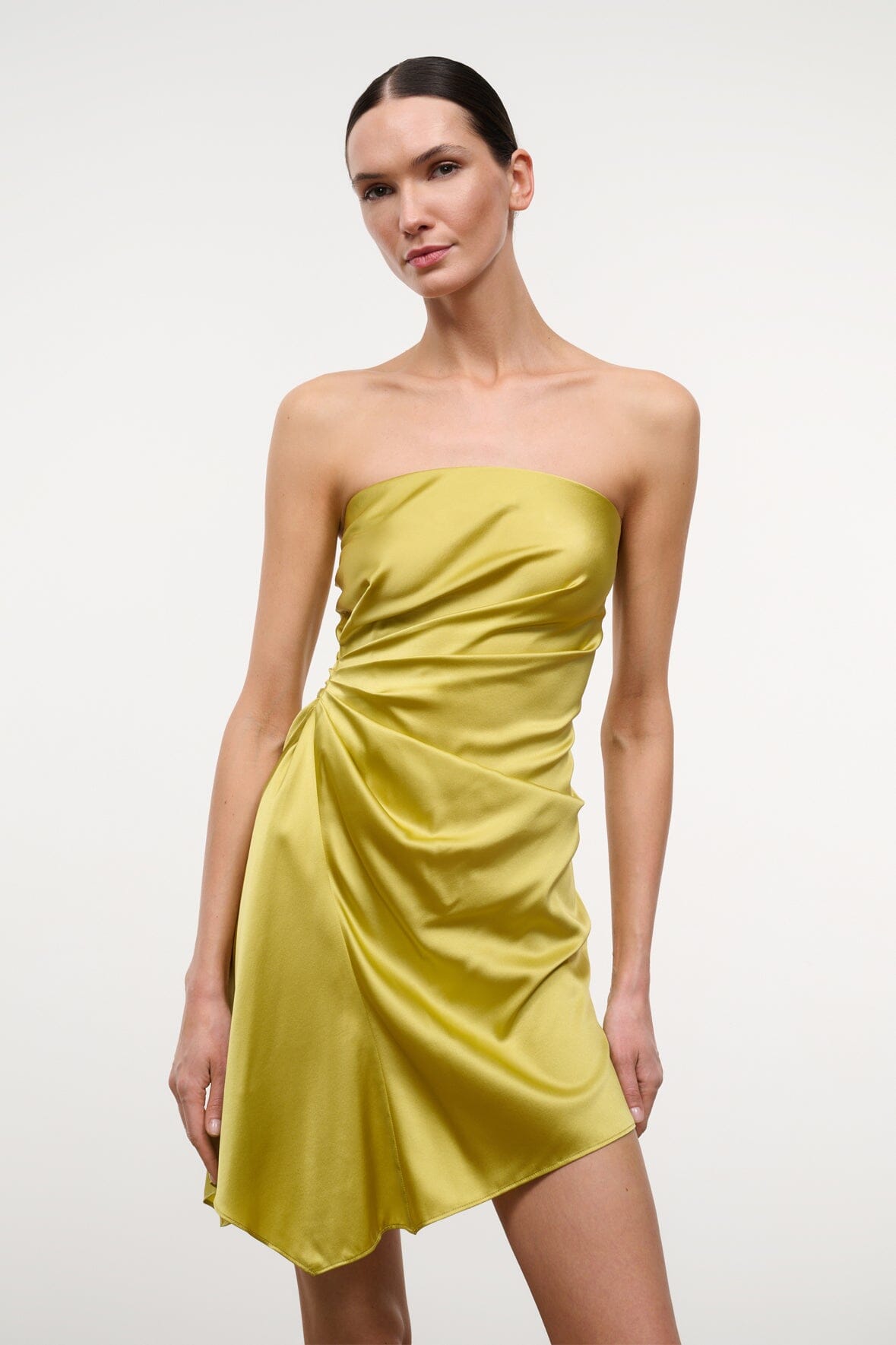 Adriana Silk Dress Citron | STAUD Classic