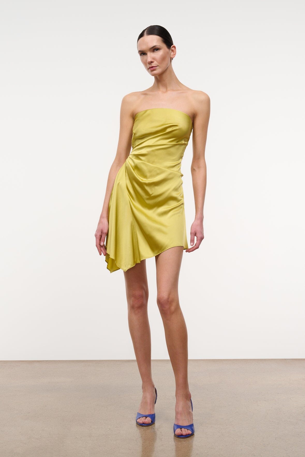 Adriana Silk Dress Citron | STAUD Classic