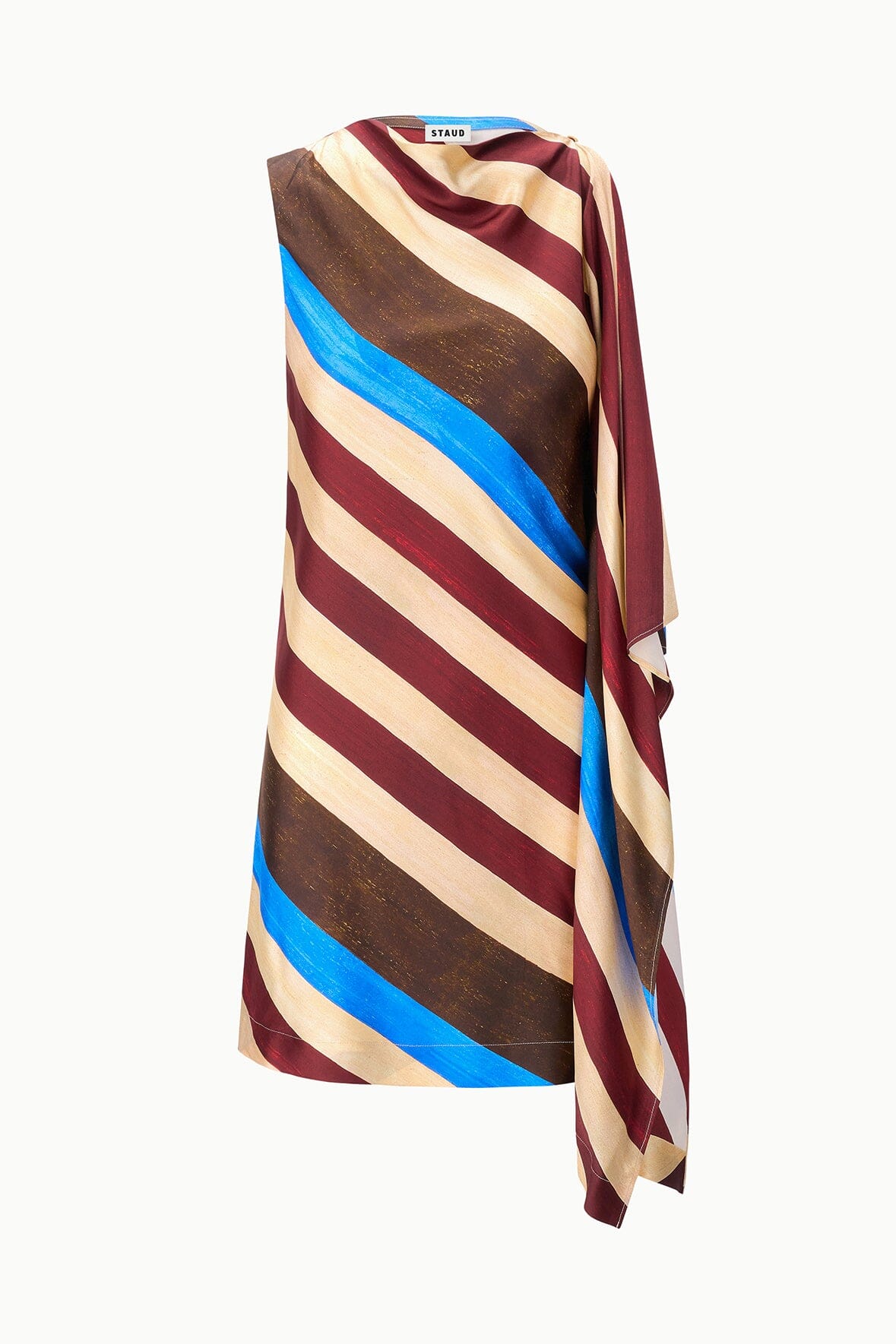 Sabina Silk Dress Caffe Stripe | STAUD Discount