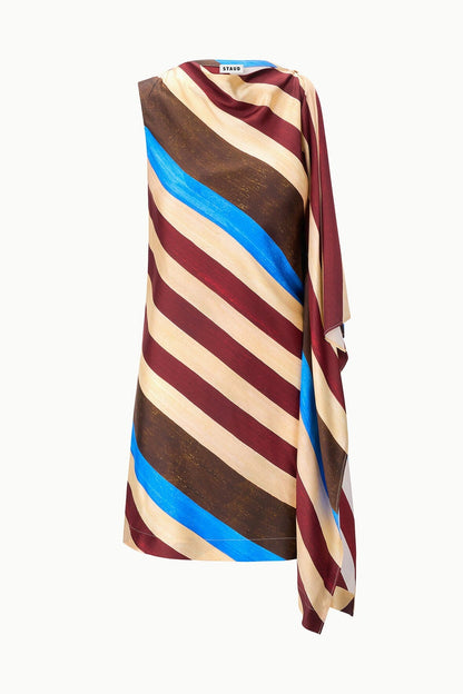 Sabina Silk Dress Caffe Stripe | STAUD Discount