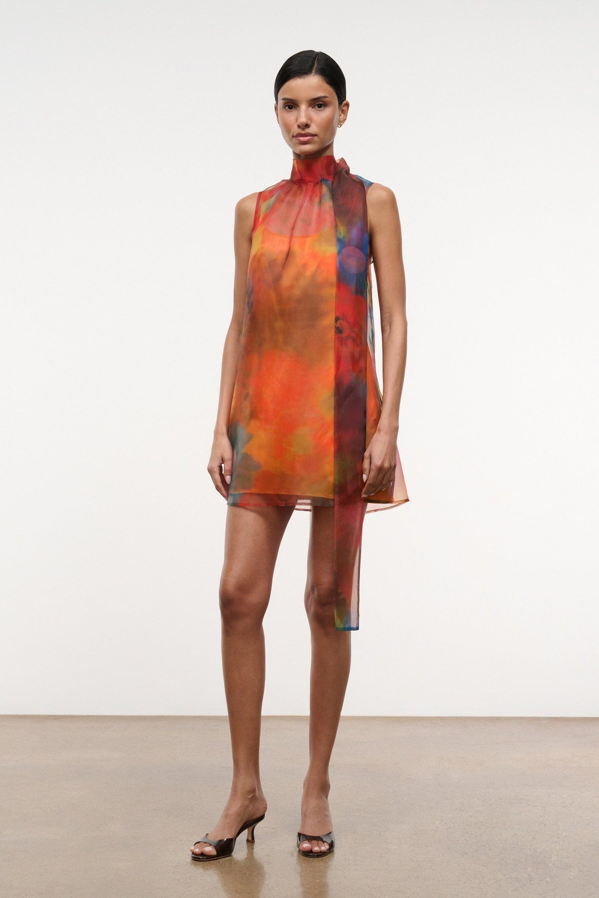 Albee Mini Dress - Sheer Organza With Abstract Floral Print | STAUD Quality