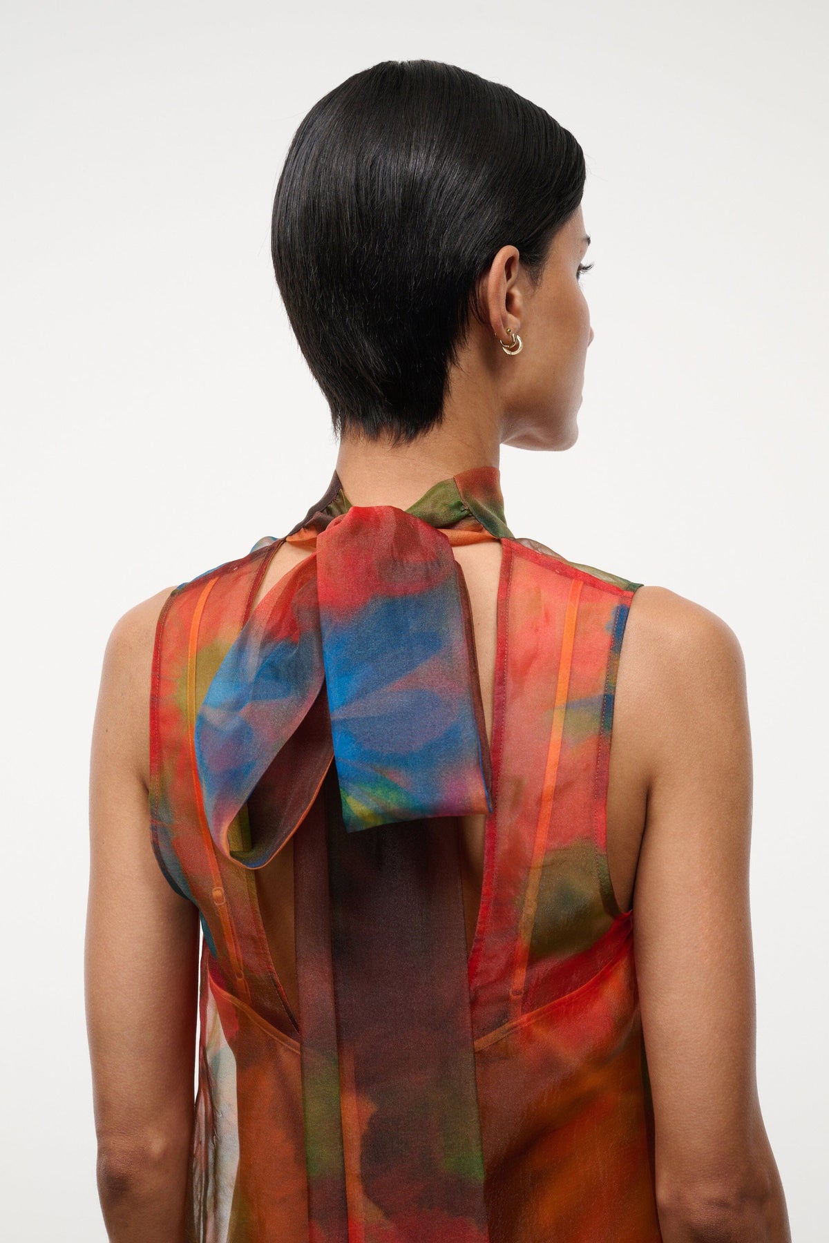 Albee Mini Dress - Sheer Organza With Abstract Floral Print | STAUD Quality