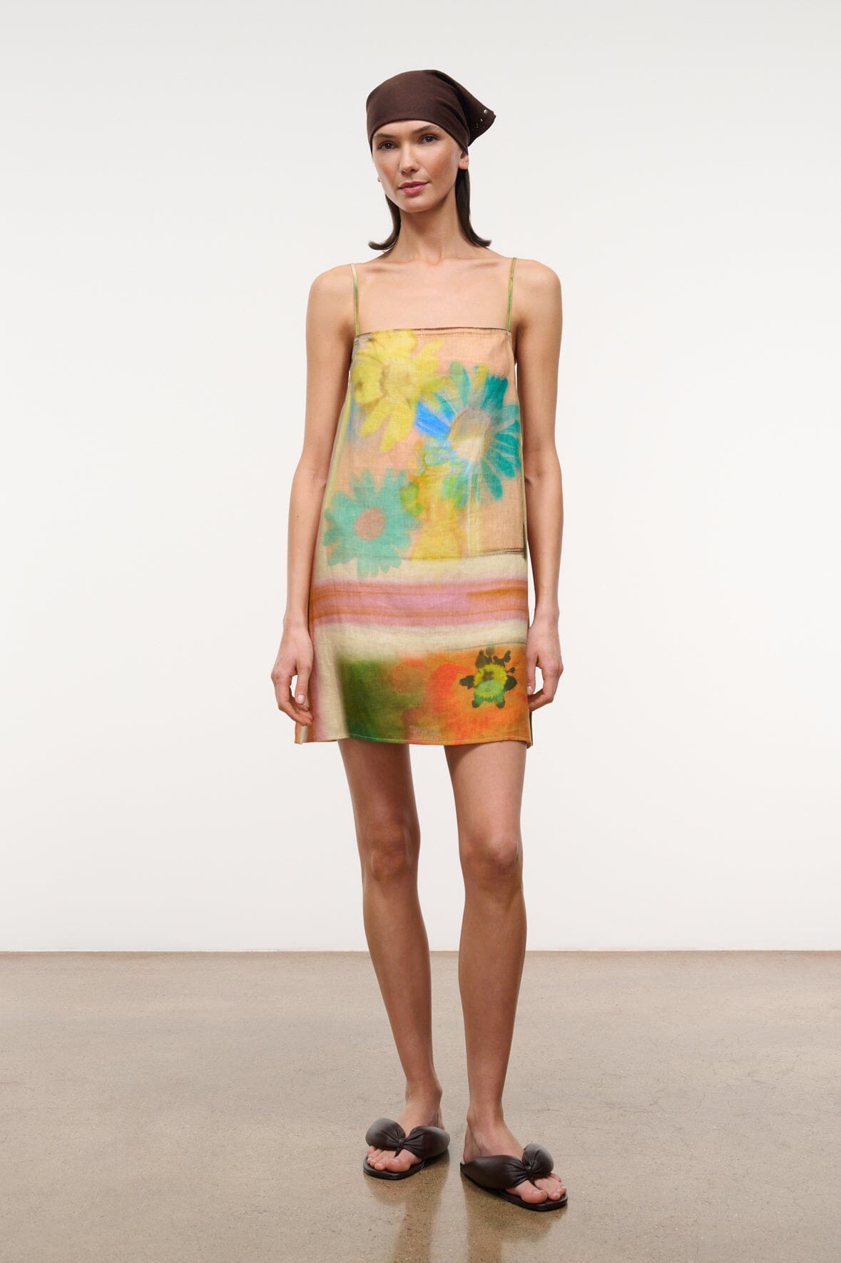 Laura Linen Mini Dress Superbloom Scarf | STAUD Trending