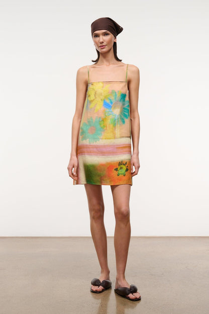 Laura Linen Mini Dress Superbloom Scarf | STAUD Trending