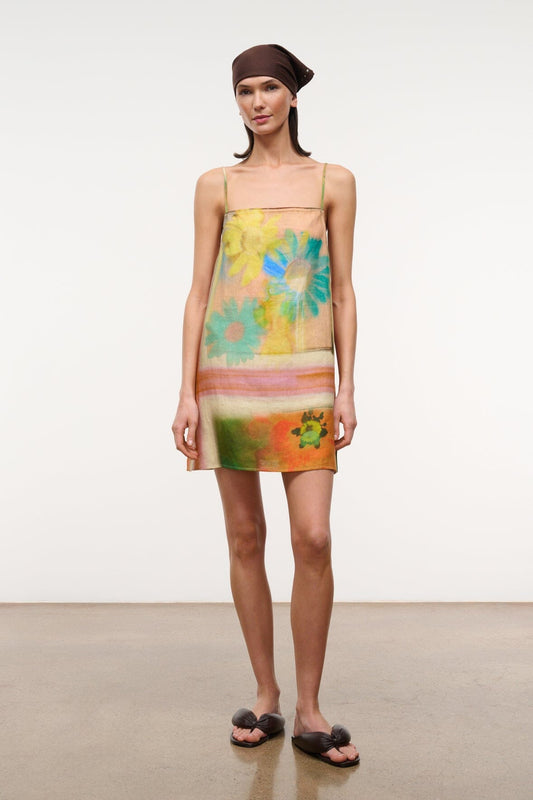 Laura Linen Mini Dress Superbloom Scarf | STAUD Trending
