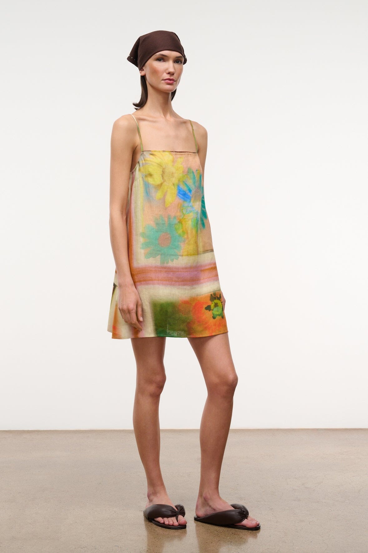 Laura Linen Mini Dress Superbloom Scarf | STAUD Trending